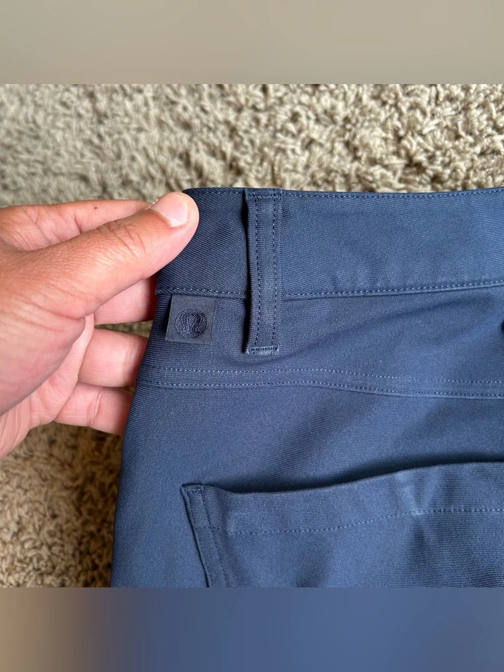 Lululemon ABC Pants Mens 33 (34x29) Classic Slim Navy Warpstreme 5 Pocket Chino